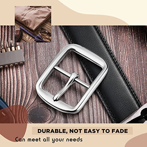 MTLEE 2 Pcs Square Belt Buckles 1.5 Inch Wide Stainless Steel, Silver