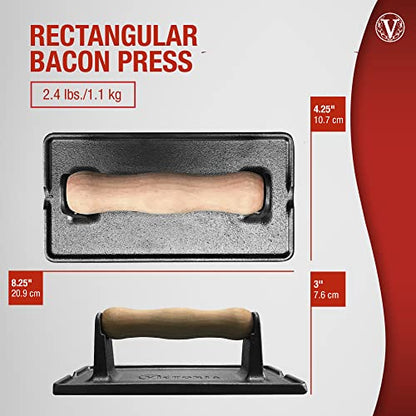 Victoria Cast Iron Panini Press, Burger Press, Bacon Press, Grill Press, Seasoned with 100% Kosher Certified Non-GMO Flaxseed Oil, Model Number: GAD-025 - color: Regular Press