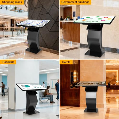 32 Inch Touch Screen Kiosk, 10pt PCAP Capactive Touch Screen Digital Signage, Windows OS K-Style Indoor Digital Signage, Interactive LCD Display Signage, U-Disk Publish Content, Split Screen - color: 32"+Black (Windows OS)