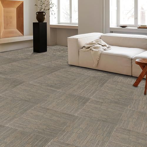 ALTRUISTIC Heavy Duty Bedroom Carpet Tiles, 24" x 24", 18 Pieces/72 sq ft - color: Khaki
