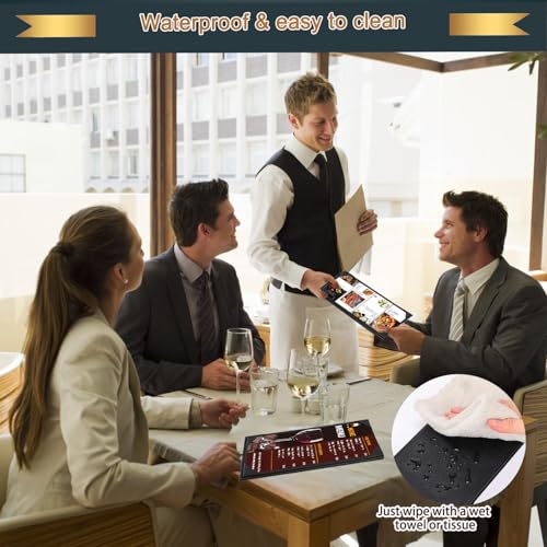 Restaurant Menu Covers Holders 4.25" x 11" Synthetic Leather Single Panel One View with Angled Corners Black for Wine List, Drinks, Bar, Cocktails (1 Pack, Single Panel, 1 View, 4.25 x 11 inch) - size: 4.25 x 11 inch (1 view / 1 pack)