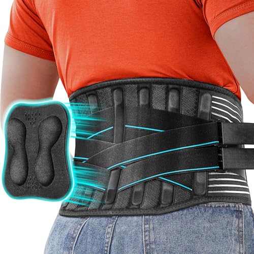 Plus Size 4XL/5XL Back Brace for Men Women with 9X Strong Support Stays, Idea for Long Time Standing & Sitting Jobs, Durable Back Support Belt with 3D Lumbar Pad for Sciatica, Herniated Disc - style: 4XL/5XL (59"-65")