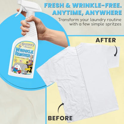 Grandma's Secret Wrinkle Remover - Wrinkle Release Spray, Odor Eliminator, and Fabric Refresher Spray - Chlorine and Bleach Free - 16 oz & 3 oz Travel Size Combo - size: Combo Pack, style: Wrinkle Remover