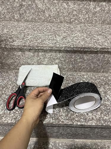 COSIMIXO 1" x 35Ft Heavy Duty Anti Slip Tape,Best 80grit Friction,Grip,Abrasive for Stairs Outdoor/Indoor Waterproof Grip Tape Safety Non Skid Tread Staircases Anti-Slip Traction Tape Black - size: 1" x 35Ft