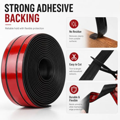3/4 Inch Rubber Edge Trim 10ft Self-Adhesive U Channel Edge Strip - size: 10ft，3/4 Inch