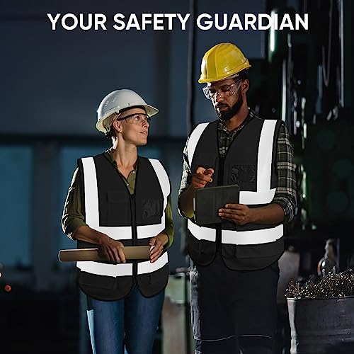 TICONN High Visibility Reflective Safety Vest for Men & Women, ANSI Class 2 - color: Black, size: XX-Large