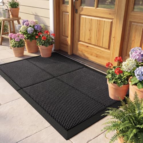 Front Door Mat Outside Entrance, Dirt Trapper Woven Mesh 24"x35" Grey - size: 24"x35"