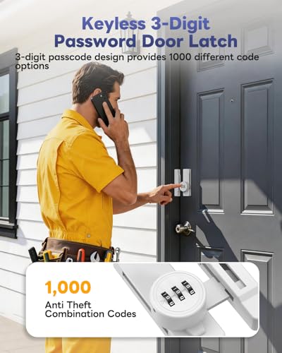 Sliding Barn Door Lock, 3-Digit Password Locks, White - color: White