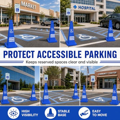 BESEA Reserved Parking Cones 3 Pack, 36 Inch Weighted Parking Cones - color: Blue, size: 36INCH With Caution Sign
