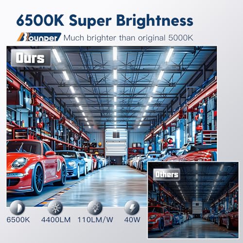 BBOUNDER 10 Pack 4FT LED Shop Light, 6500K, 40W=250W, 4400LM, 4 Linkable - color: Black