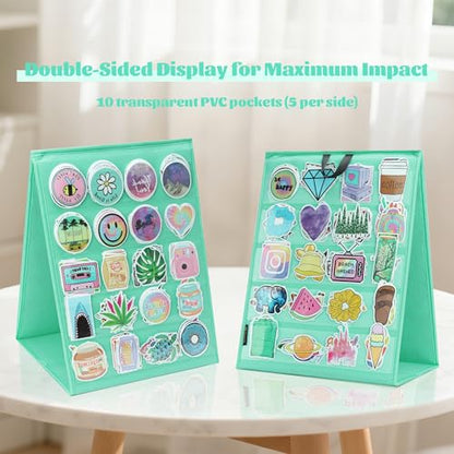 PACMAXI Double-Sided Portable Sticker Display Stand Organizer - color: Green