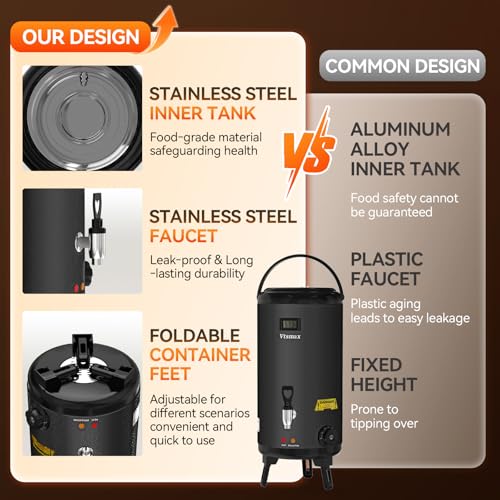 Commercial Electric Beverage Dispenser 2 Gallon with Foldable Stand, Black - color: Black, size: Electric Model