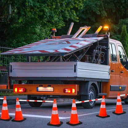 Huwena 12 Pcs Retractable Safety Traffic Cone Bar Length from 4 to 7.2ft
