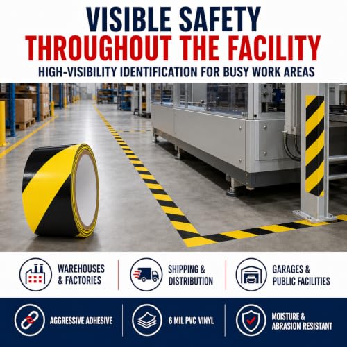 GGR Supplies Black & Yellow Hazard Stripe Tape, 1 inch x 18 Yards - color: Black & Yellow, size: 1 in. x 18 yds. (24mm)