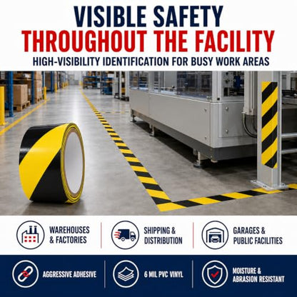 GGR Supplies Black & Yellow Hazard Stripe Tape, 1 inch x 18 Yards - color: Black & Yellow, size: 1 in. x 18 yds. (24mm)