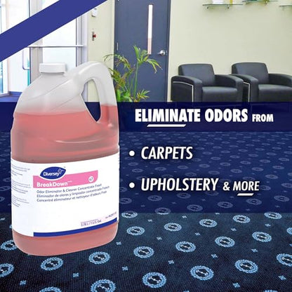 Diversey BreakDown Odor Eliminator & Cleaner Conc, Fresh, 1 gal, 4 Pack - size: 128 Fl Oz (Pack of 4)