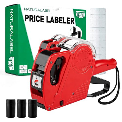NATURALABEL 1-Line 8-Digit Price Gun Kit (Model NT5500, Red) - color: Red