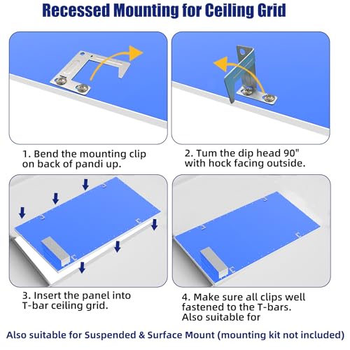 WYZM 4 Pack LED Flat Panel Light Drop Ceiling Office Fixture,7800LM - size: 4-pack 2X4FT panel