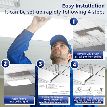 24Pack 2x4 LED Panel Light 5CCT Selectable Drop Ceiling Light Fixture - size: 24Pack, style: 2x4