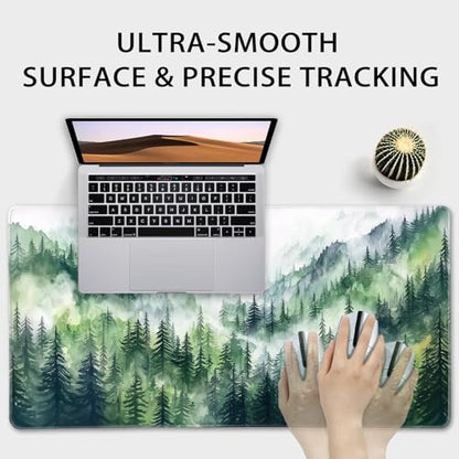 Misty Forest Mountain Gaming Mouse Pad Desk Mat 31.5"x15.7" - color: Misty Forest Mountain