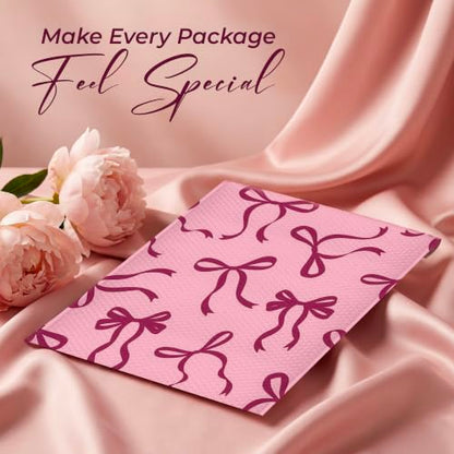 Pink Bow Bubble Mailers 4x8, Designer Padded Envelopes #000, 500 Pack Bulk - color: Pink Bow, size: 4"x8" / 500 Pack