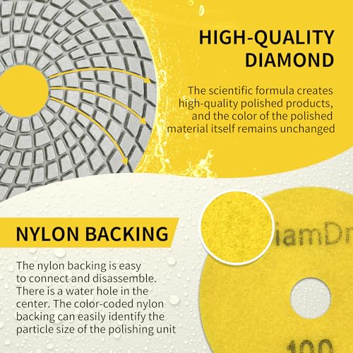 6 Inch Diamond Polishing Pads Tile Stone Diamond Sanding Pads Kit - size: 6-INCH