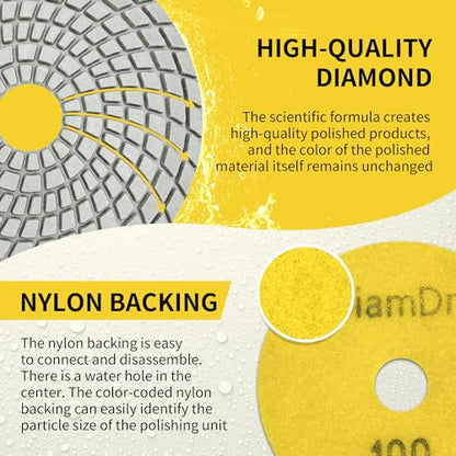 6 Inch Diamond Polishing Pads Tile Stone Diamond Sanding Pads Kit - size: 6-INCH