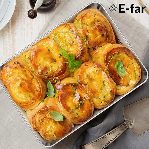 E-far 10.5” x8.3” Baking Sheet Set of 2, Stainless Steel Toaster Oven Tray - size: 10.5"x8.3"