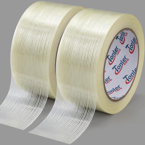 Filament Strapping Tape 2" x 35Yd 2 Rolls Fiberglass Reinforced - size: 2 Rolls 2 In x 35 Yd
