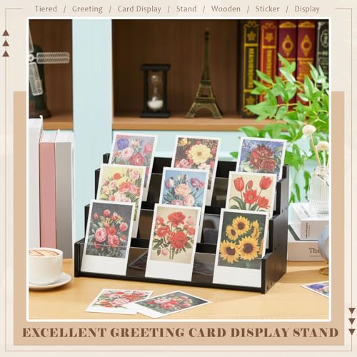 Yuntau 3 Tier Greeting Card Display Stand, Black - color: Black, size: 3 Tier