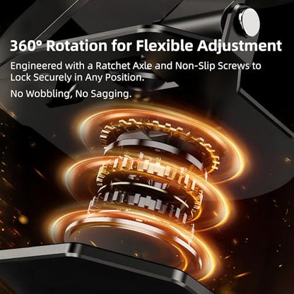 360° Rotatable & Adjustable Metal Tablet Stand for Desk, Foldable & Portable Tablet Holder, Compatible with iPad Pro/Air, iPhone & Switch, Universal Use for Office/Movie/Drawing/Gaming, White - color: Two-Tone Stand - White