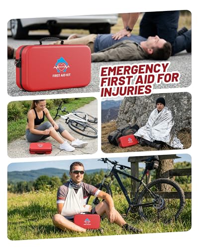 KAUGIC 500PCS Waterproof Hard Shell First Aid Kit, Travel