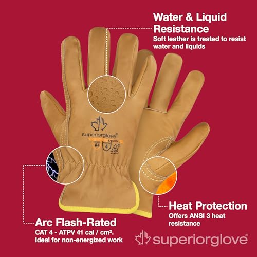 Superior Glove Endura Cut and Water Resistant Leather Work Gloves for Men & Women – 378GOBKL X-Large (Pack of 1 Pair) - size: X-Large (Pack of 1)