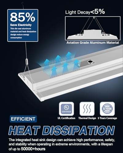1.5FT LED Linear High Bay LED Shop Lights, 130W 19500LM, 1-Pack, UL