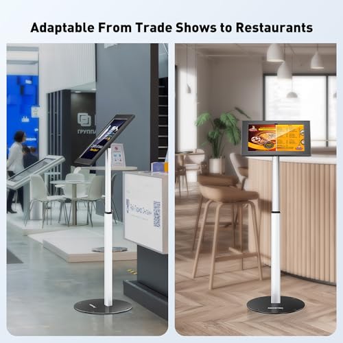 AboveTEK Tablet Floor Stand, Anti-Theft Kiosk Stand, Height Adjustable Tablet Stand Floor with Locking System, for 14.6" Samsung Galaxy Tab S8 Ultra, S9 Ultra, S10 Ultra, S11 Ultra, for Retail & POS - size: 14.6" Galaxy Tab