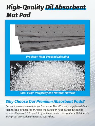 Heavy Duty Oil Absorbent Pads 13.5" x 17.5" 100 Pcs - color: 100 Pack, size: W13.5in,L17.5in