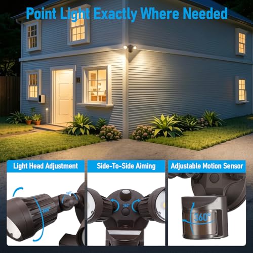LEONLITE Motion Sensor Security Lights Dusk to Dawn IP65 3000K Bronze - color: Bronze (3000K)