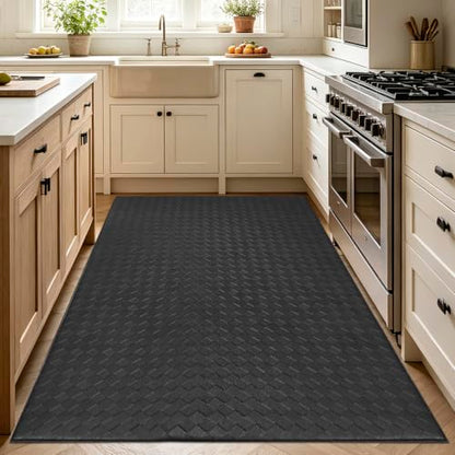 Kitchen Mats and Rugs Cushioned Anti-Fatigue, 35.4" x 59.1", Black - color: Black, size: 59.1"L x 35.4"W x 0.4"Th