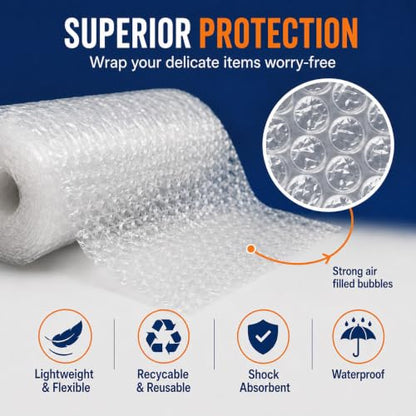 Bubble Wrap for Packing (2 Rolls, 12 in x 72 ft Total)