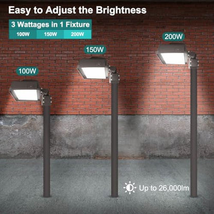 kadision 200W LED Flood Light, Dusk-to-Dawn Photocell, Slip Fitter Mount - size: 200W