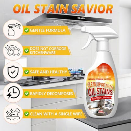 New Upgrade Kitchen Cleaner, Clean Up Kitchen Oil Stains Spray, Multi-purpose Oils Stain Cleaner, Clean Up Kitchens Oil Stains(240ml/8.45oz)