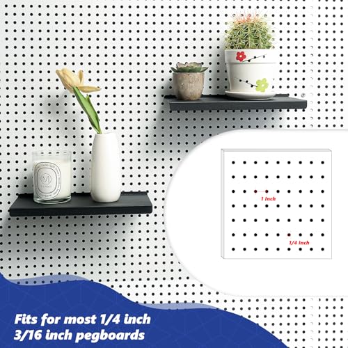 Pegboard Shelves Set of 20, 10x4.3 Inch Metal Peg Board Accessories - color: Black 20 Pcs