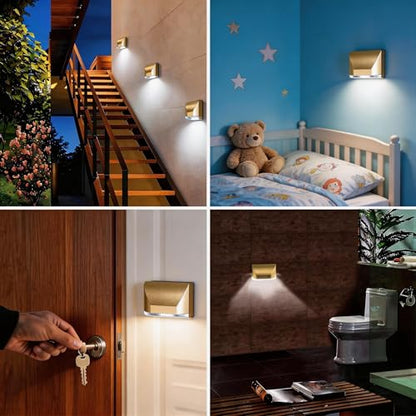 Door Light Small Motion Sensor Light Battery Powered Gold - color: Gold