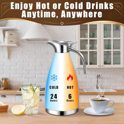 Uiifan 2 Pcs 68oz Thermal Coffee Carafe,Khaki Blue, Pink - color: Khaki Blue, Pink