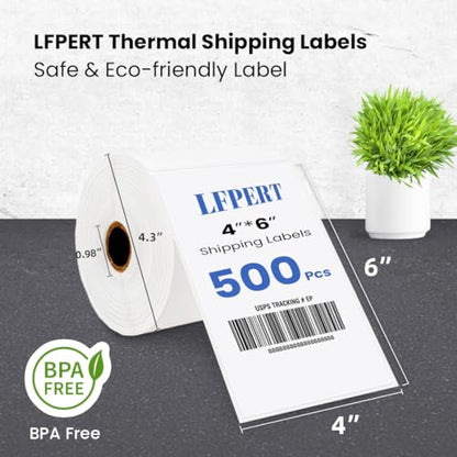 4x6 Thermal Shipping Labels, Strong Adhesive White Roll Labels