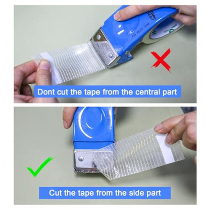 BOMEI PACK 3Rolls Filament Strapping Tape 2Inch with Dispenser, Heavy Duty Fiberglass Reinforced Packing Tape for Shipping, Cross Bi Directional Filanent Tape 2inch x 30Yds x 5.9Mil, Total 90Yds