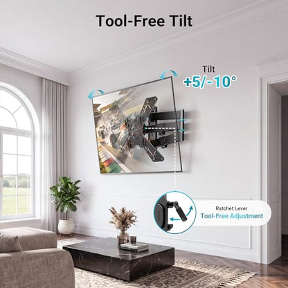 BONTEC Full Motion Corner TV Wall Mount for 31–75 Inch TVs, 33" Long Arm - size: for 31-75 Inch