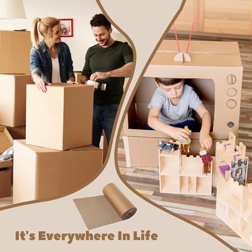 12"x388" Brown Corrugated Cardboard Roll, Single B Flute,2Roll-12"x194"