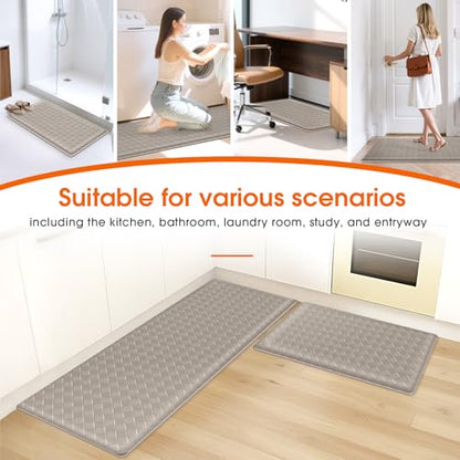 TranquilRelax 2-Piece Kitchen Mats, Cushioned Non-Slip Floor Mats, Taupe - color: Taupe, size: 2-Piece | 30"+47" | Standard