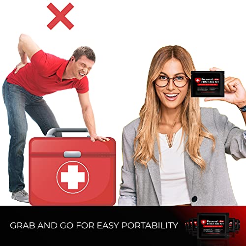 Personal First Aid Kit - Case of 60 | Clean, Treat, Protect Minor Cuts, Scrapes and Burns | Perfect for Home, Office, Car, School, Business, Camping | Individually Wrapped First Aid Products (Space)